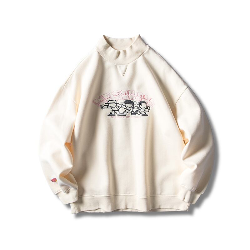 Yidaoヴィンテージ2019冬の新しいルーズBFハーフハイカラープラスベルベット刺繡セーター男性と女性のカジュアルプルオーバートレンド-アリババ 刺繍 ウィンター 冬物 ビンテージ hip6-161189807358445