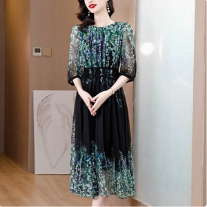 ボタニカルシフォンワンピース　シアーフレアフラワー　G0362