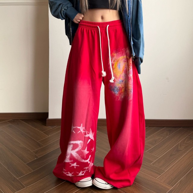 スターアートグラフィックワイドスウェットパンツ 2col   R02754