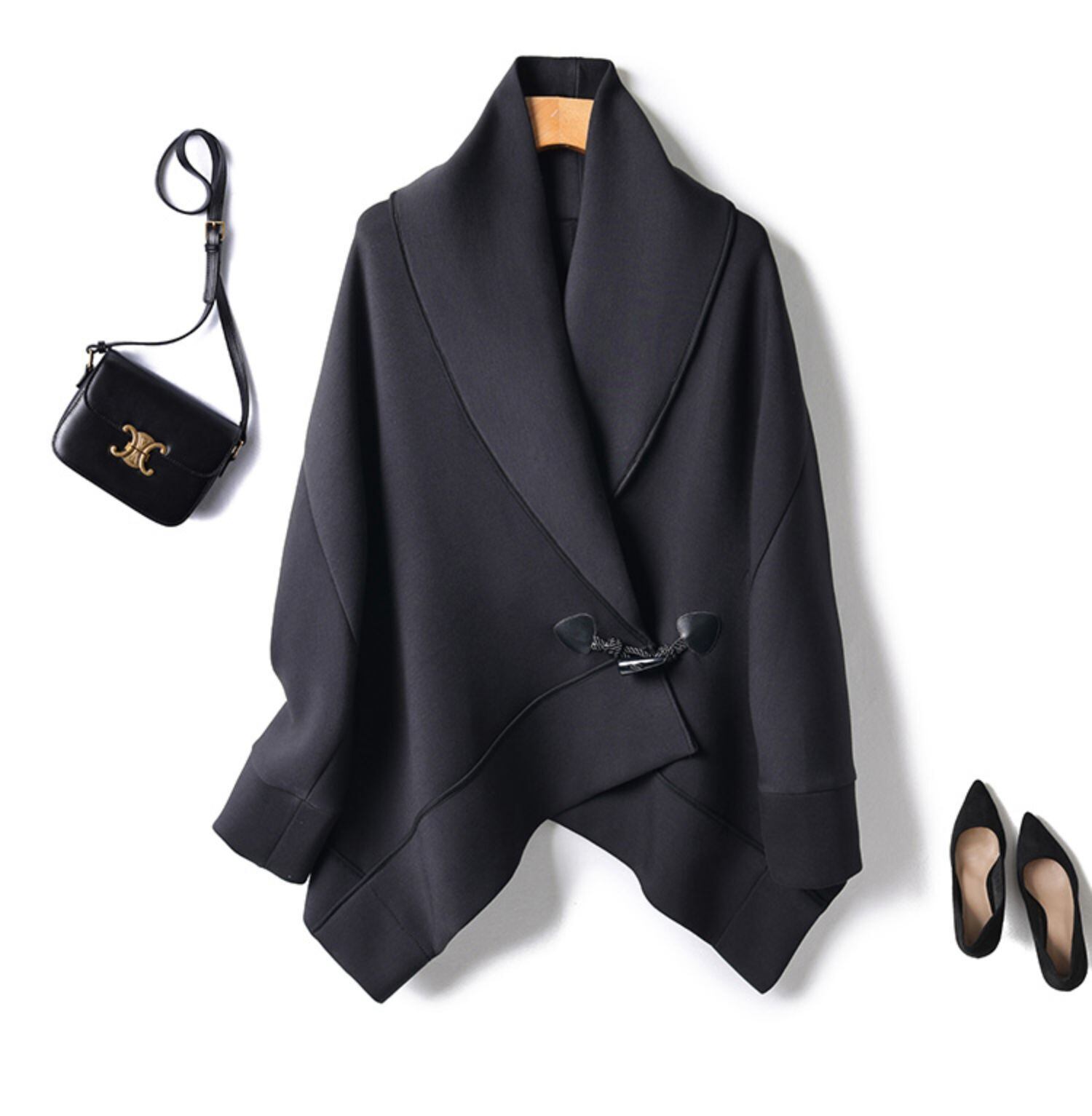 ゆったりサイズ☆スウェット調ケープカーディガン JC0036