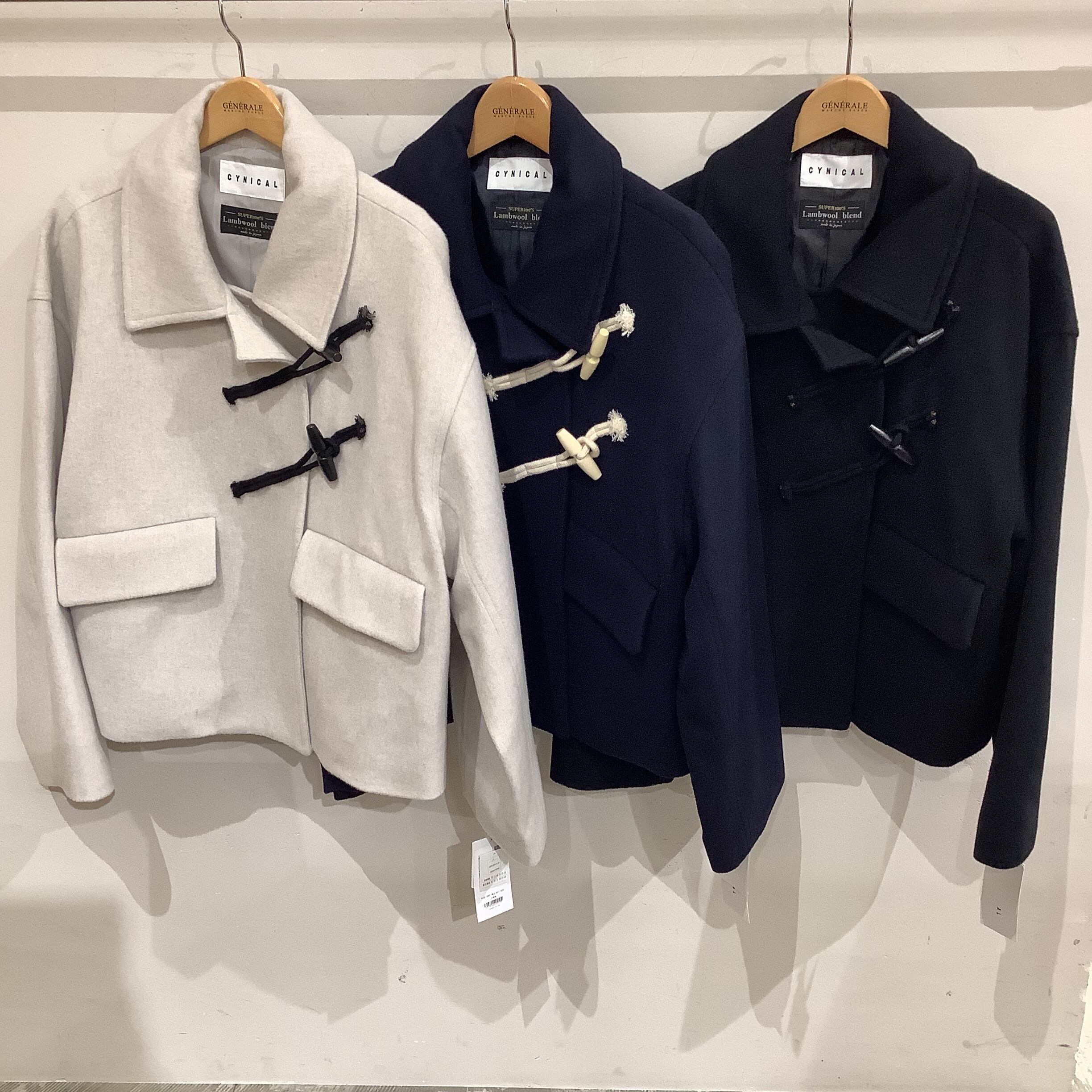 CYNICAL(シニカル)】SUPER100's Lambwool blend トグルショートコート