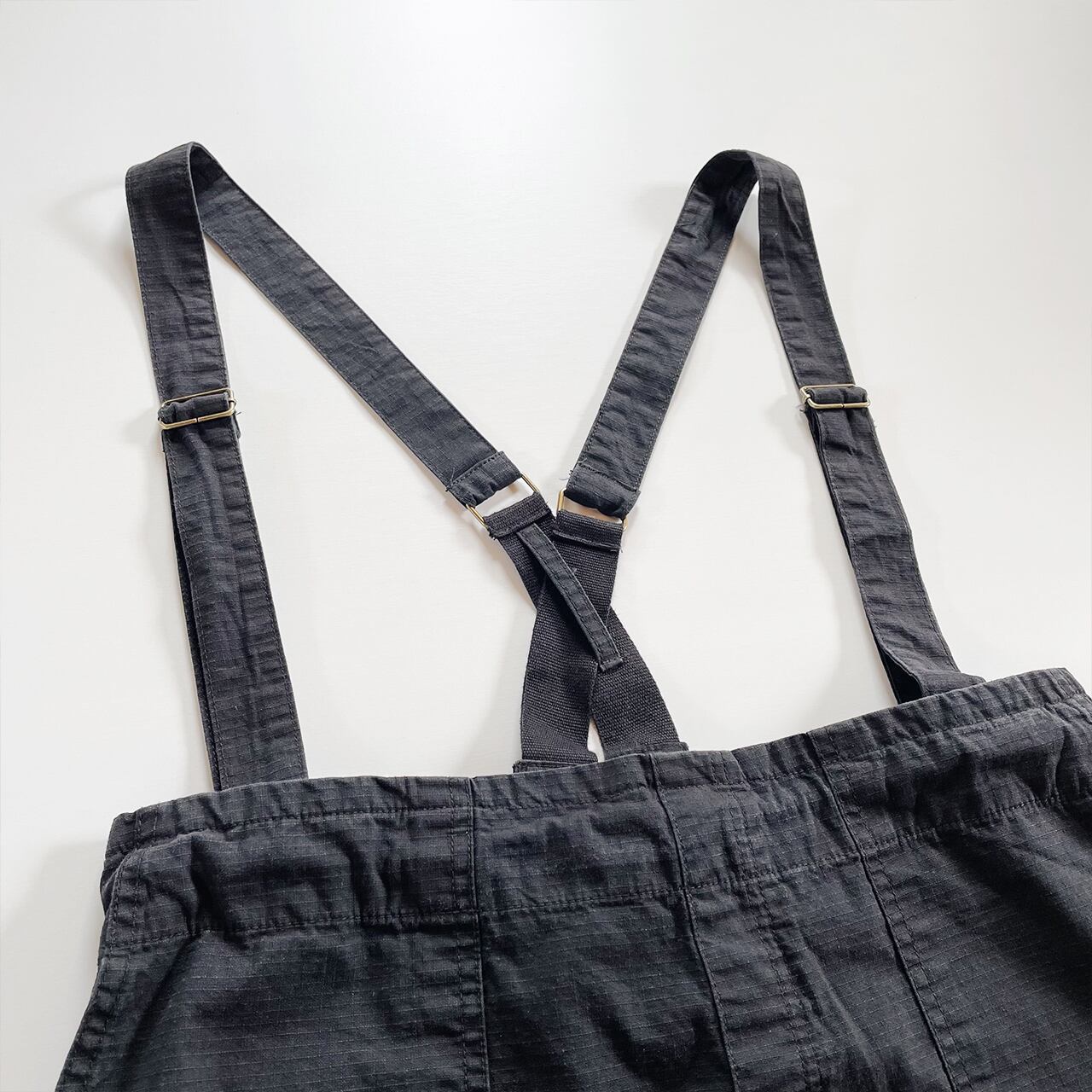 Ripstop suspenders pants (black)