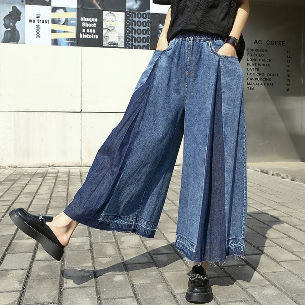 Denim Pleated Wide Pants / デニム プリーツ ワイド パンツ