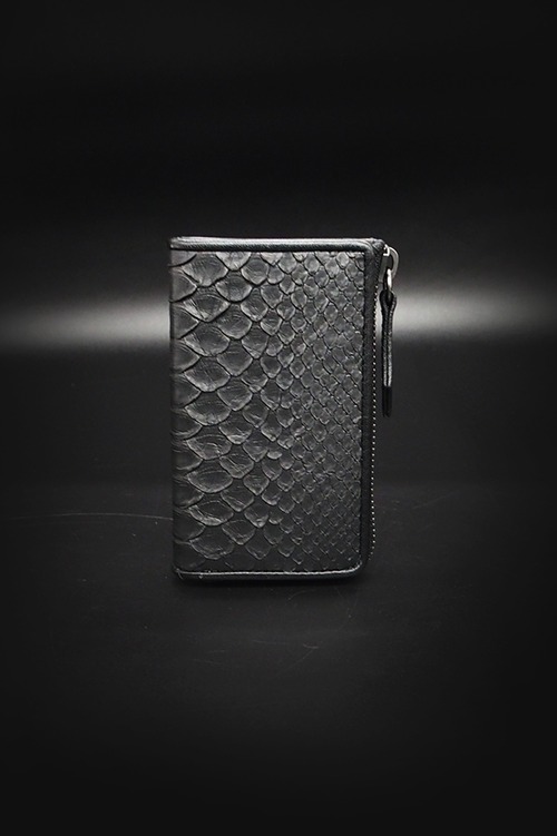 Item No.0515：Little zip wallet /Diamond Python back cut BLACK / Ball finish
