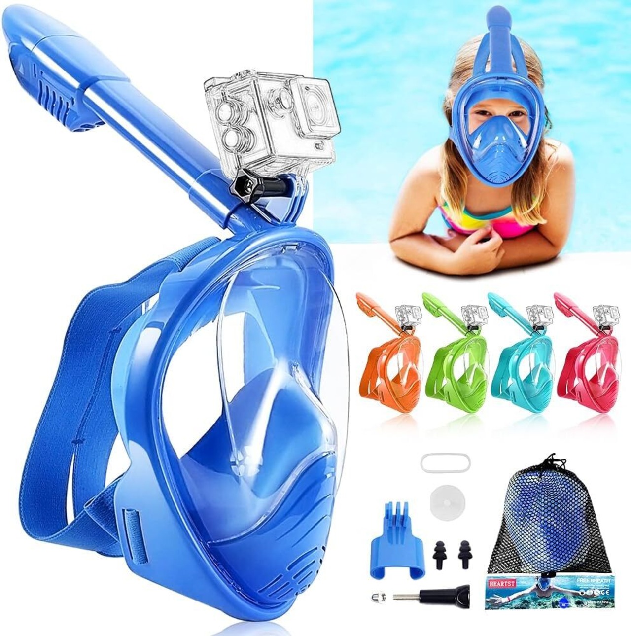 シュノーケルマスク 180°超広角 子供ダイビングマスク フルフェイス型  