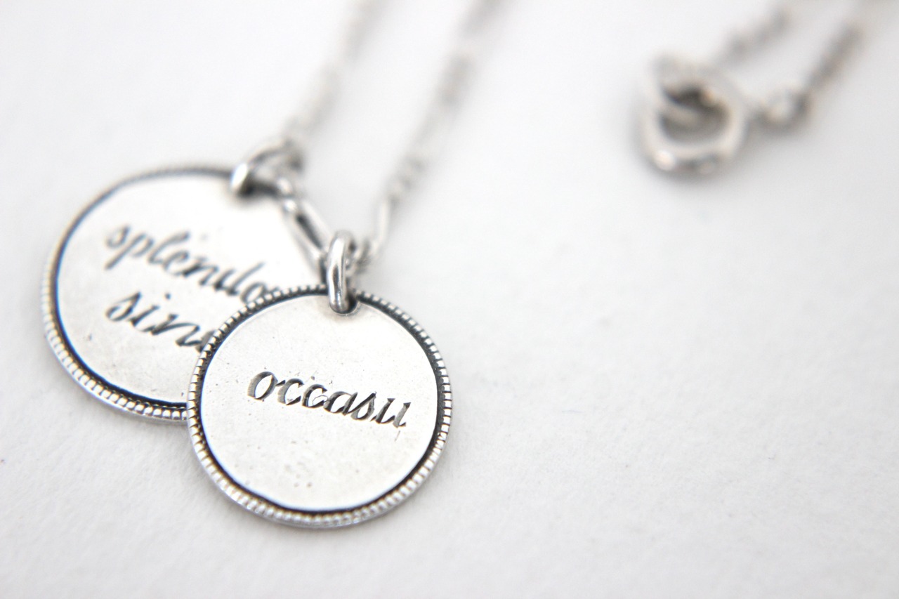 Double Tag Necklace with Latin Message