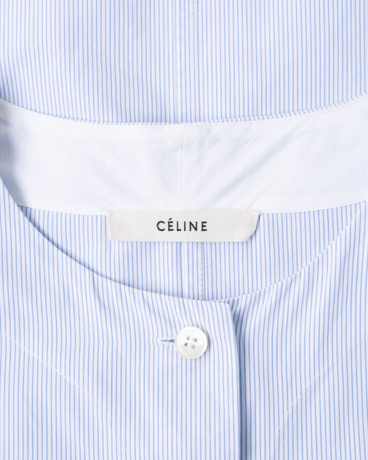 〈CÉLINE by phoebe philo〉Collarless stripe shirt