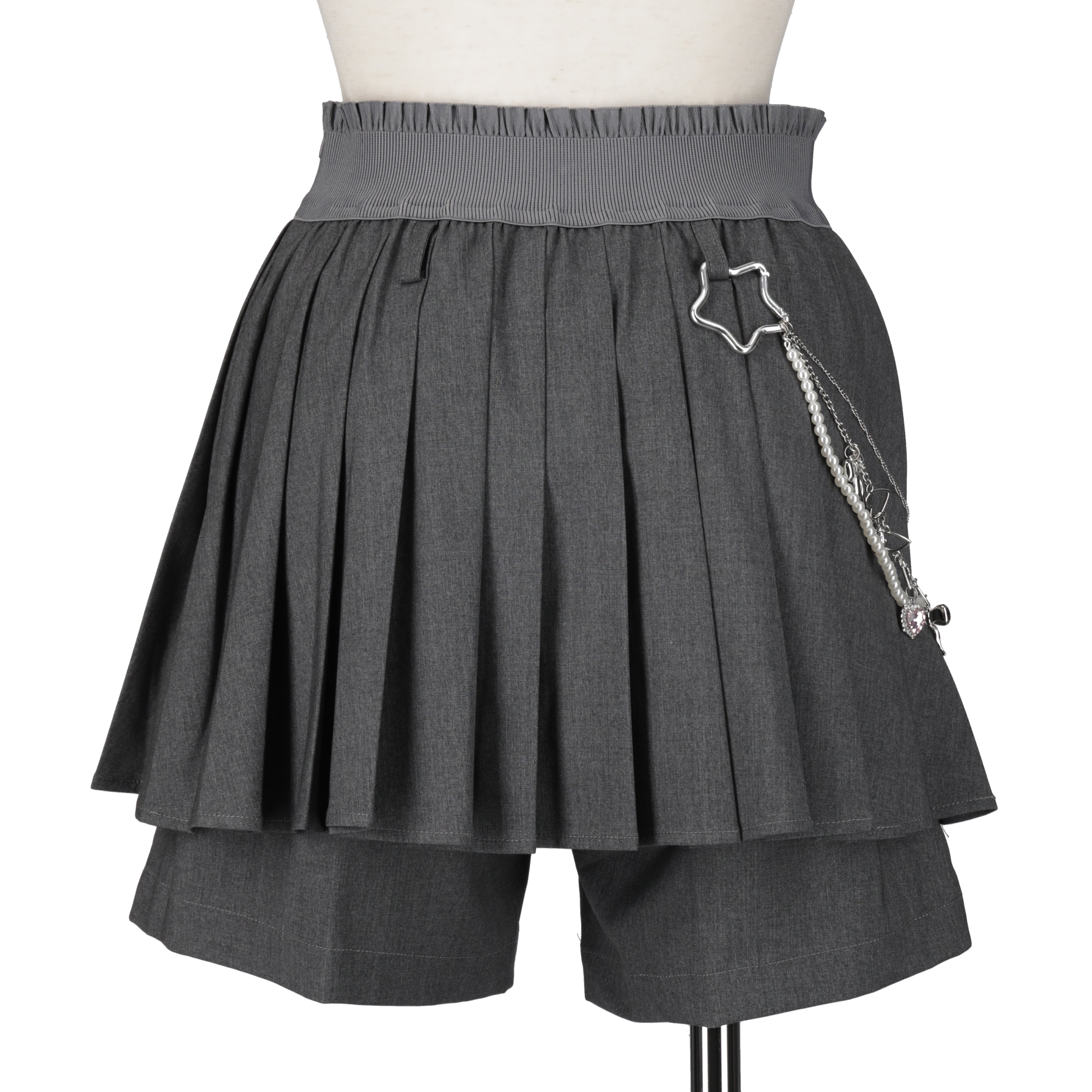 プリーツミニショートパンツ　GRAY