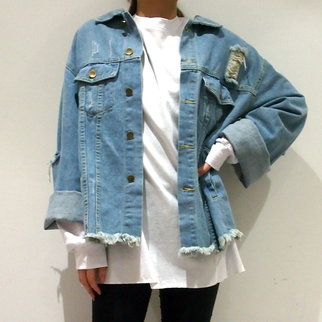 unisex 【RE-ARRIVAL】 BIG  DAMAGE DENIM JKT