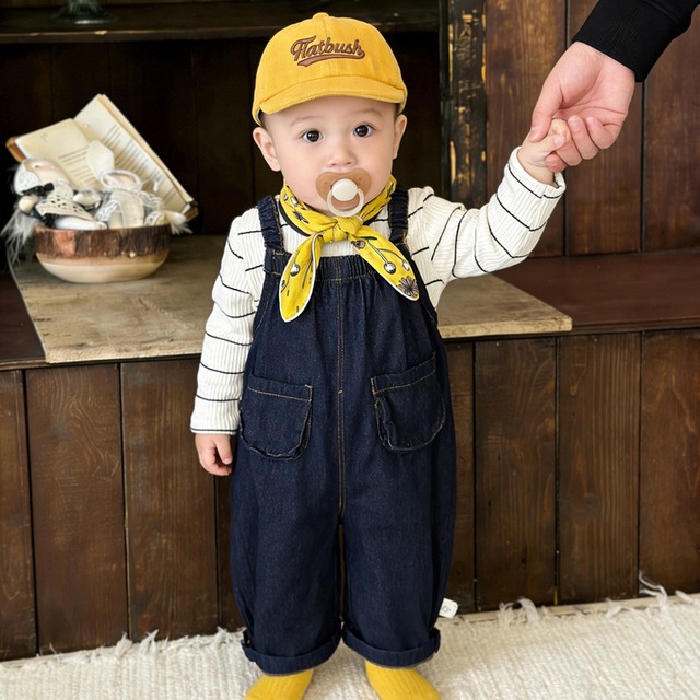 【BABY&KID】春作カジュアルデニムサロペットセット