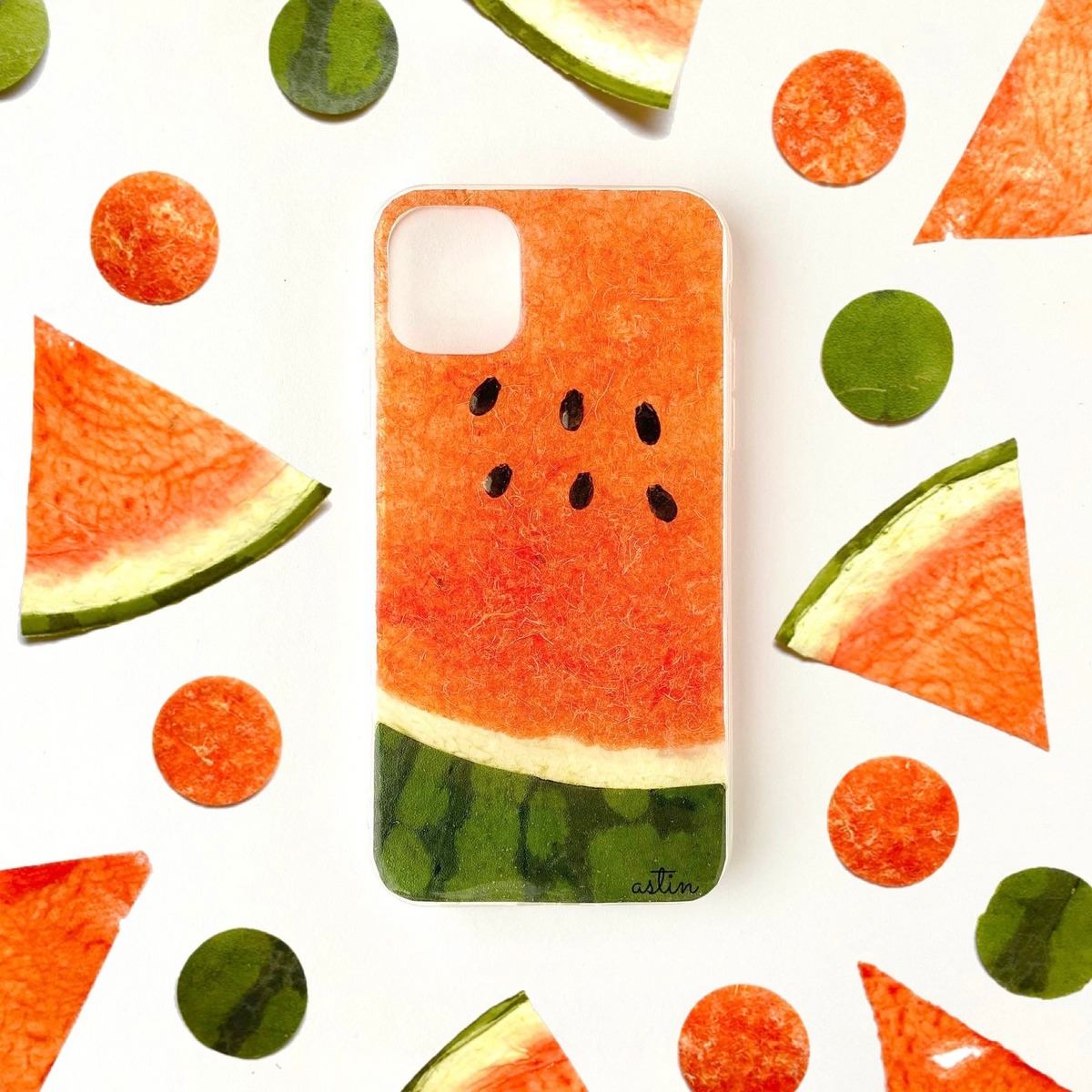 18.【夏限定】すいか のスマホケース | astin muhler | 押し花・押し 
