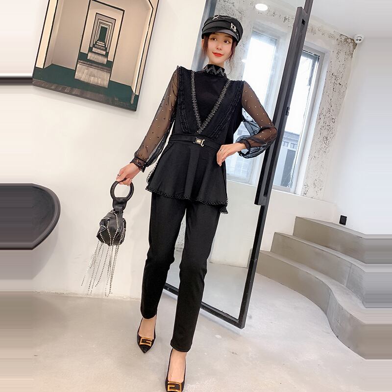 ラージサイズのレディースファットmmスーツレースチョッキチョッキウエストコートは薄くてファッショナブルな秋新作レディースパンツスリーピーススーツ ミックスインファッション24236474861