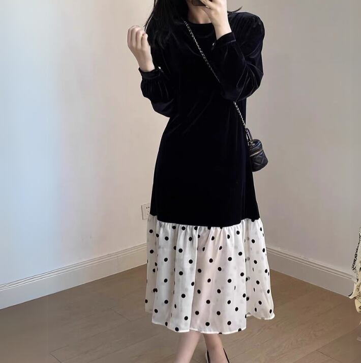 Polka dot frill classical dress