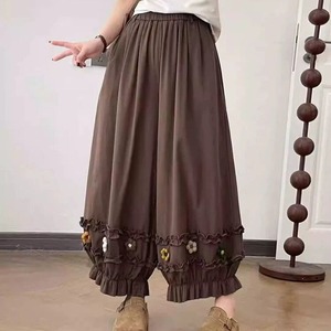 FRILL FLOWER MOTIF WIDE LEG LANTERN PANTS 2colors M-16296