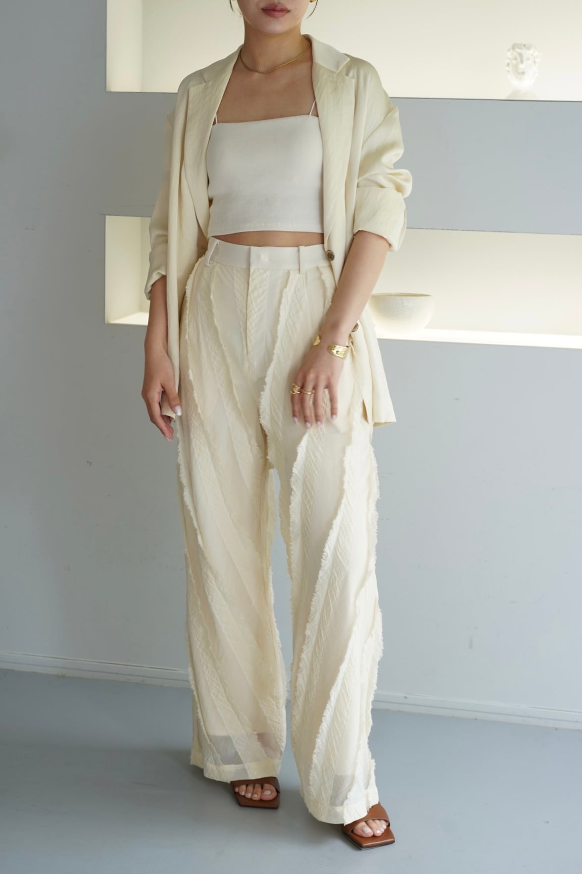 トゥデイフル Sheer Jacquard Trousers TODAYFUL/トゥデイフル】Sheer Jacquard Trousers/シアージャガード