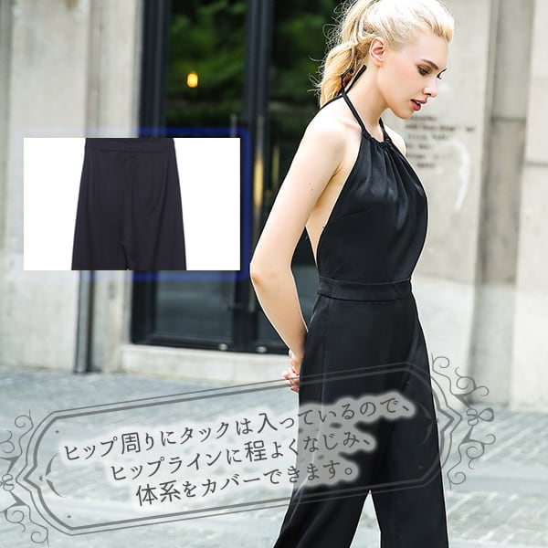オールインワン パンツドレス 黒 セクシー 春夏 ホルターネック オールインワン パンツドレス 黒 セクシー 春夏 ホルターネック