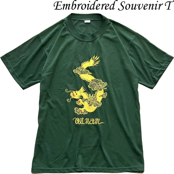 1点物◇ドラゴン龍ベトナムお土産スーベニア刺繍Tシャツ古着 1点物◇ドラゴン龍ベトナムお土産スーベニア刺繍Tシャツ古着