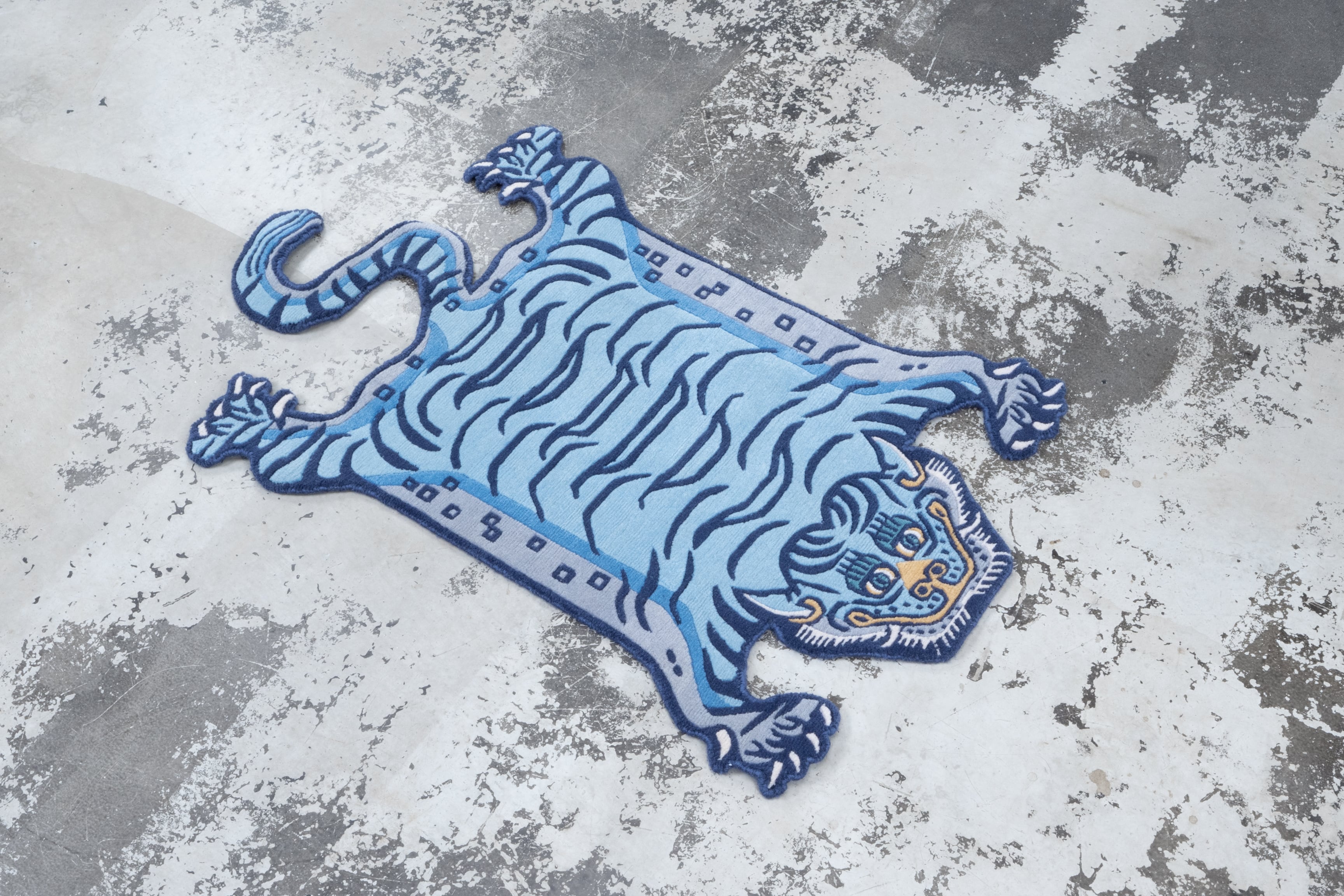 Tibetan Tiger Rug 《Sサイズ•ウール・オリジナル3・レイニーブルー463