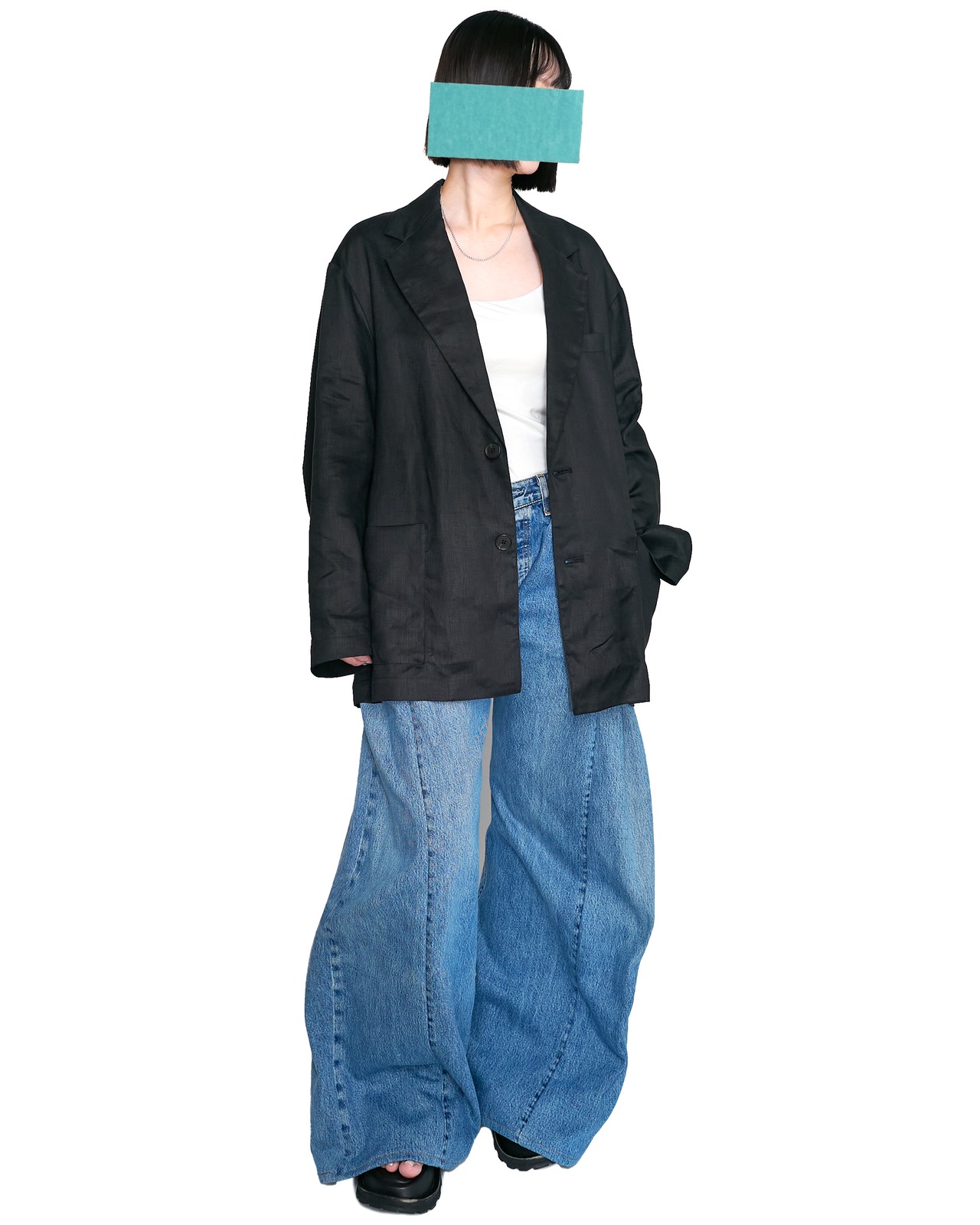 ssstein "LIGHT LINEN EASY SINGLE BREASTED JACKET〔BLACK〕"