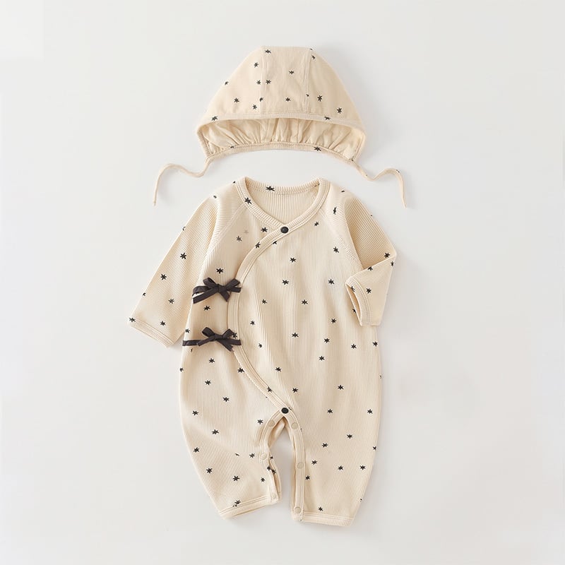 【BABY】ハート柄ロンパースと帽子セット