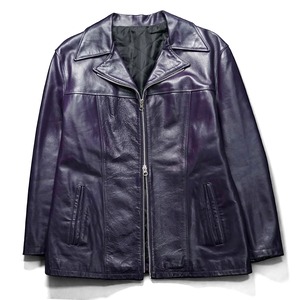 Vintage genuine leather double zip tailored jacket "PURPLE"