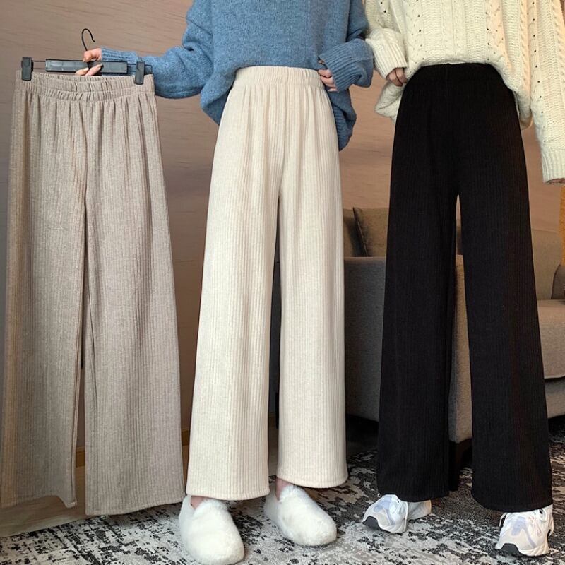 スプリングストレッチウェストハイウェストパンツ 薄手ドレープルーズ エラスティック 伸縮 春物 試着室11371403695