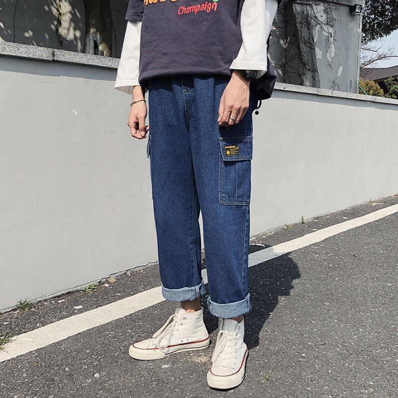 全2色 デニム パンツ ストレート カジュアル 無地 おしゃれ