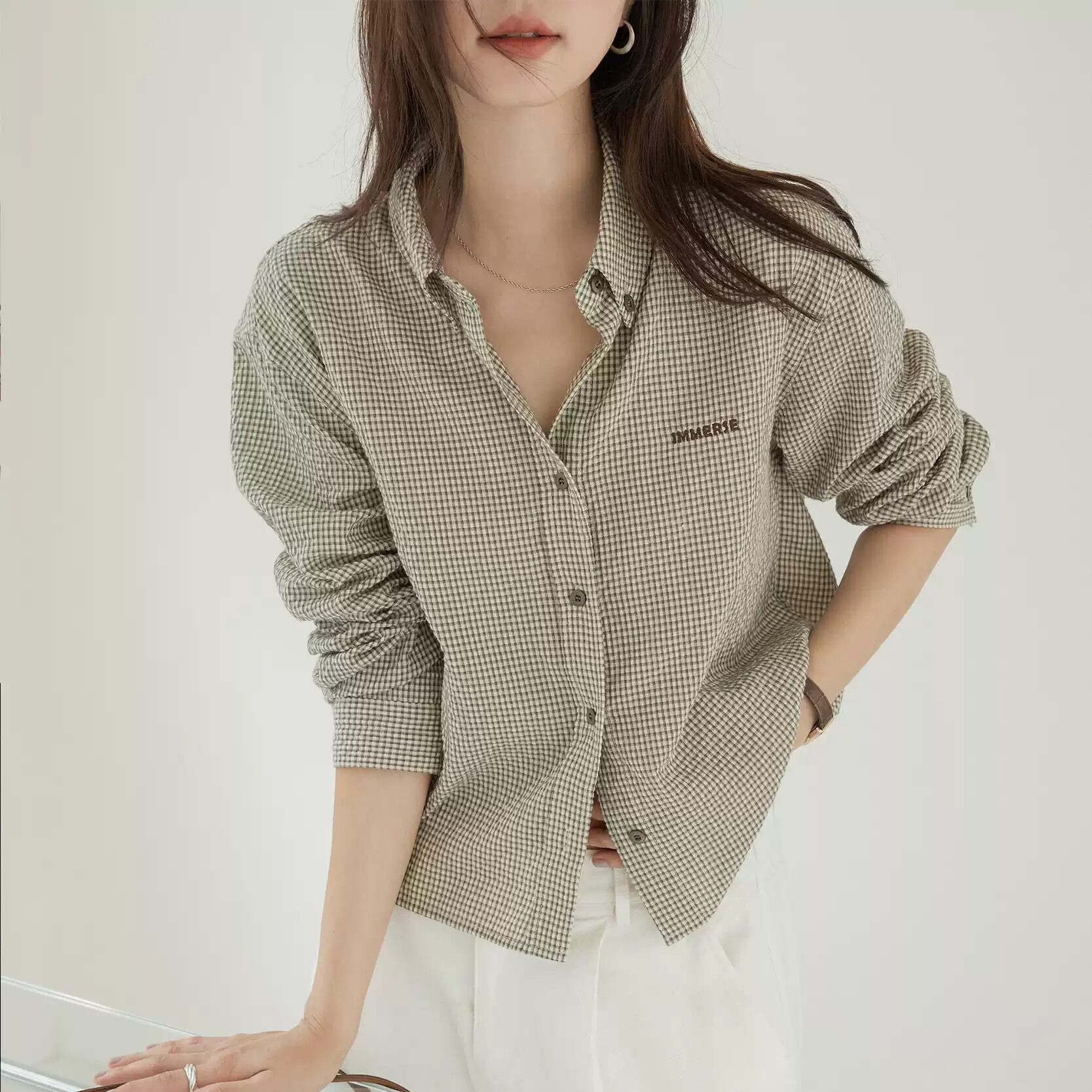 ギンガムチェックシャツ T0173