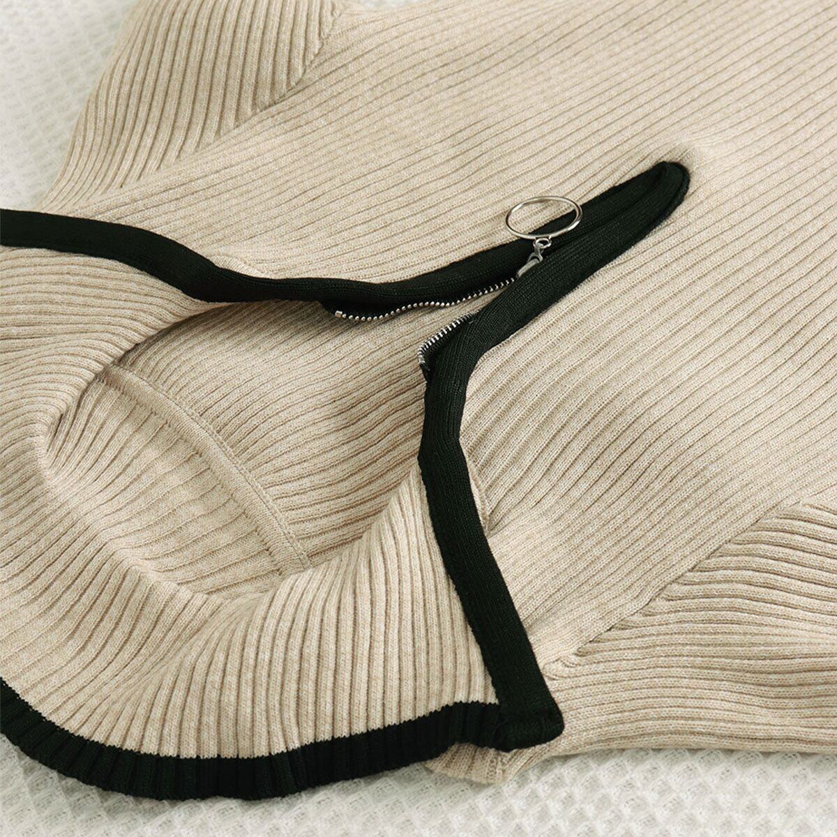 ファスナー付き ニット セーター 長袖 レディース 秋冬 韓国 おしゃれ 大人 カジュアル ハーフジップ リブニット きれいめ トップス インナー 大人可愛い 大人女子