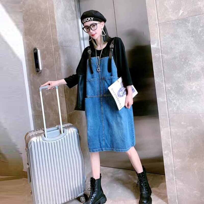 ファットmm秋と冬の服2020プラスサイズの婦人服新しいスタイルは薄くて弱いです。2つのデニムドレスはおしゃれに着用できます ミックスインファッション23562655068