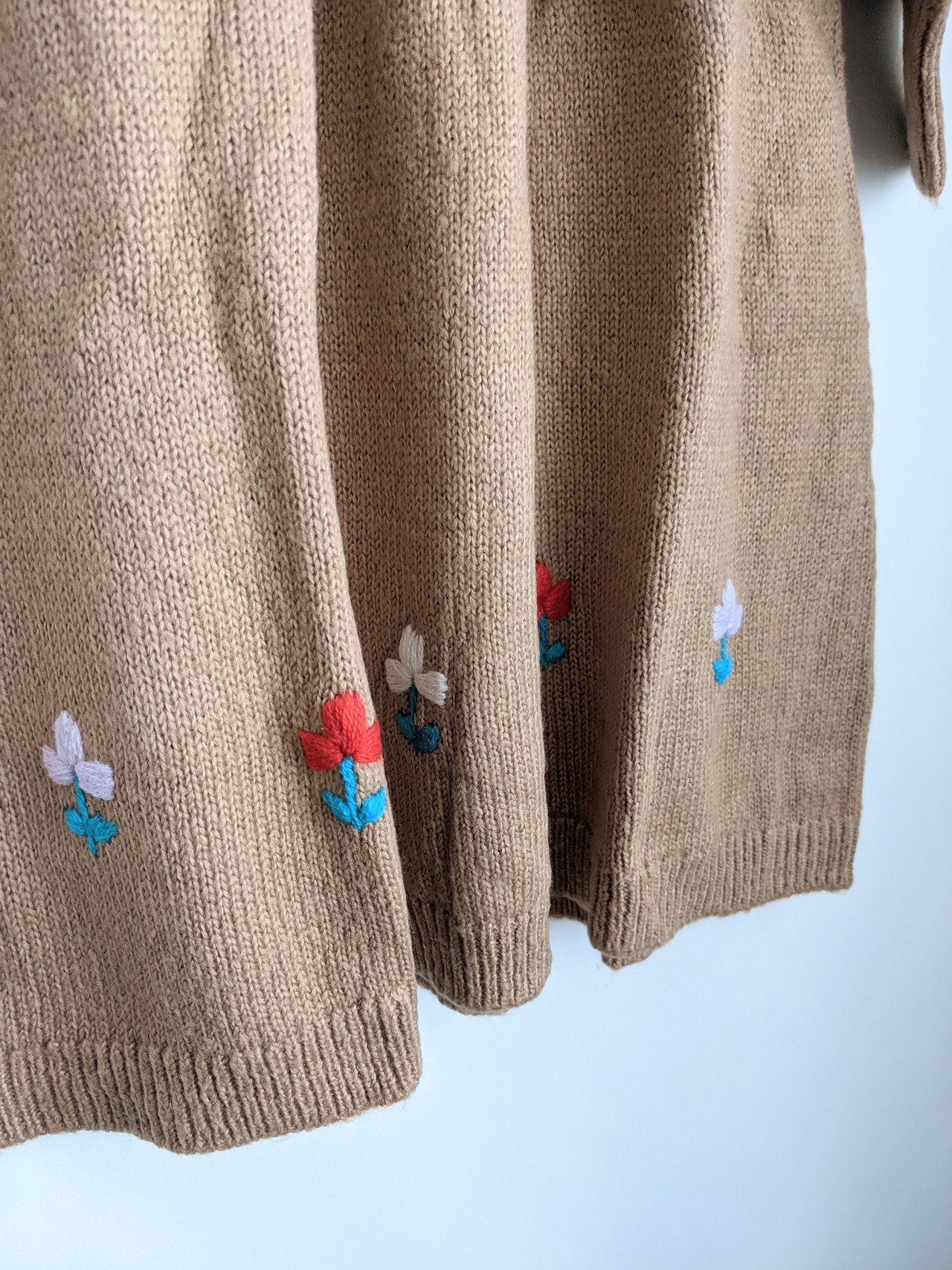 Camel Dress with Embroidered Flowers / Fish & Kids