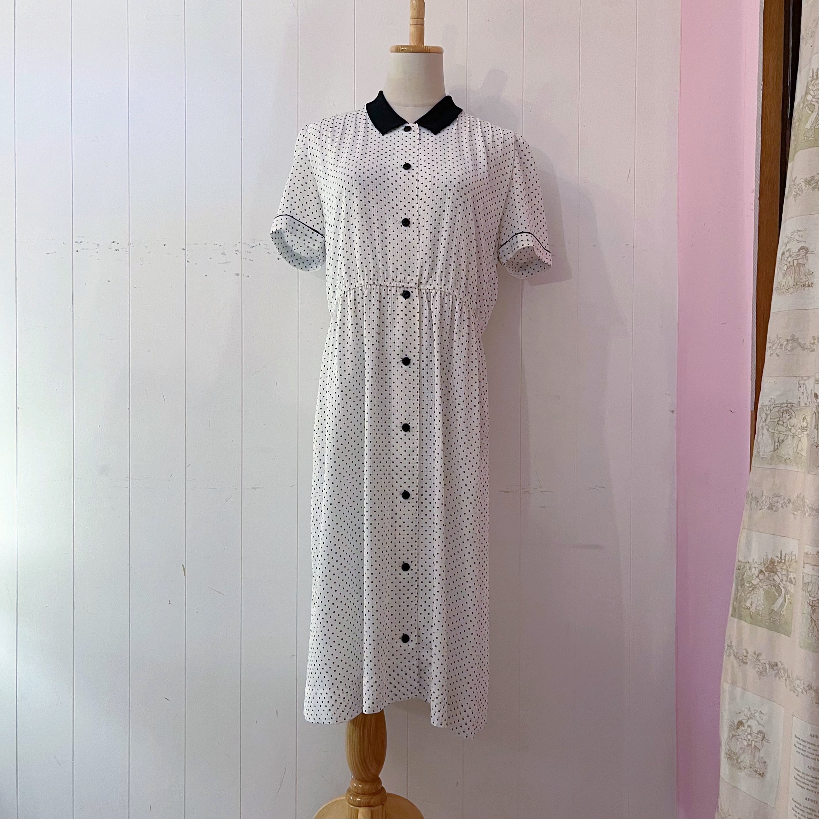 bicolor dot gather one-piece