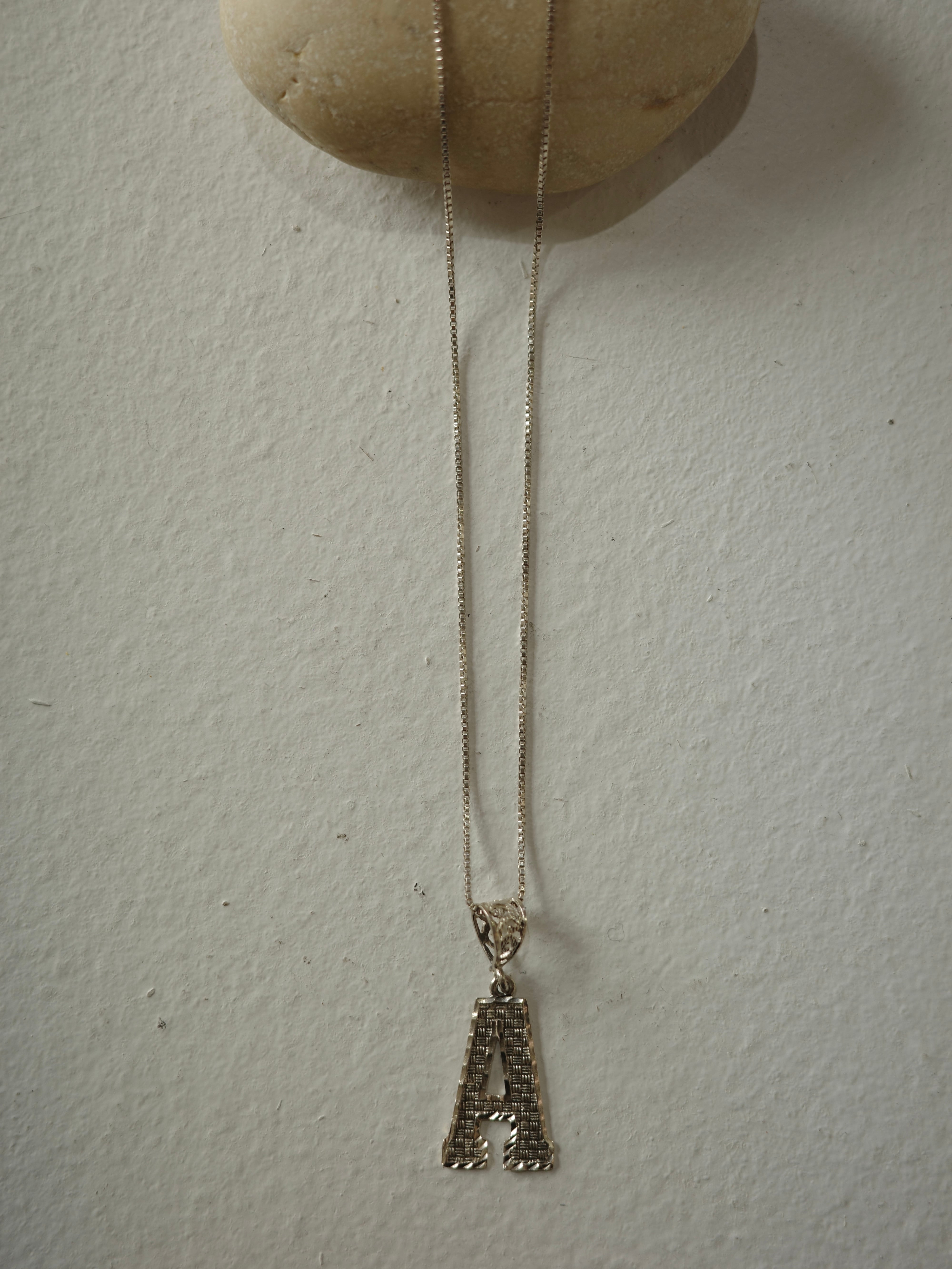 <vintage silver925>big “A”motif necklace