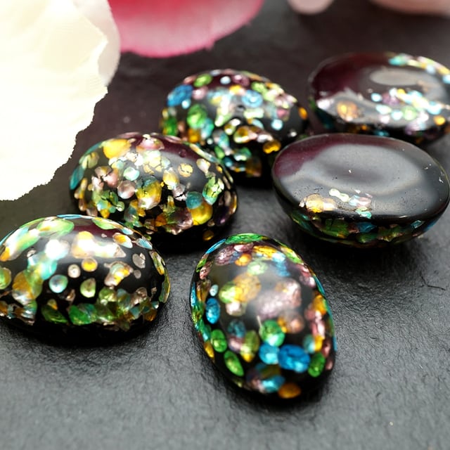 ヴィンテージ ドロップアートデザインガラスカボション チェリー