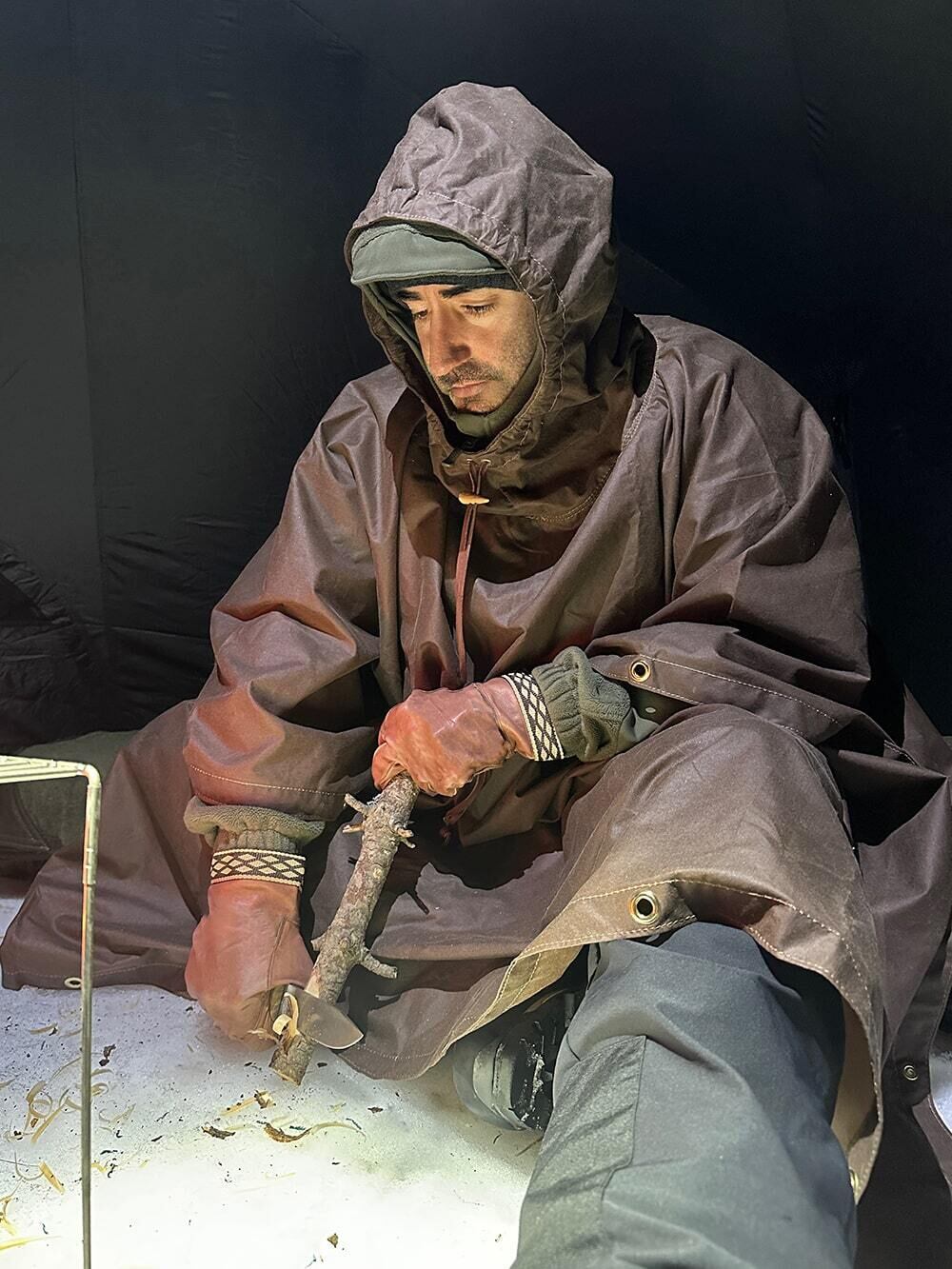 ブッシュクラフト スペイン オイルスキン ポンチョ シェルター【送料