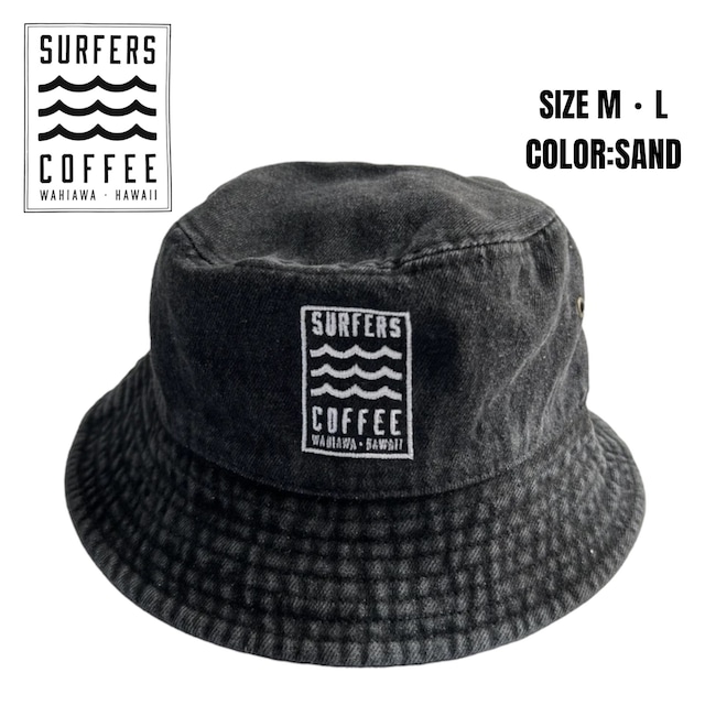 SURFERS COFFEE バケットハット　（刺繍）　デニムブラック