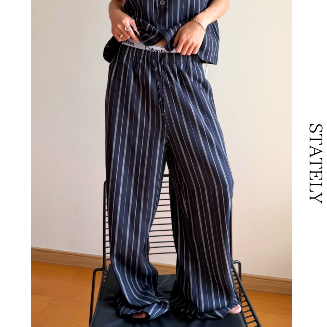 Stripe Linen ワイドパンツ/2color_B60・画像2