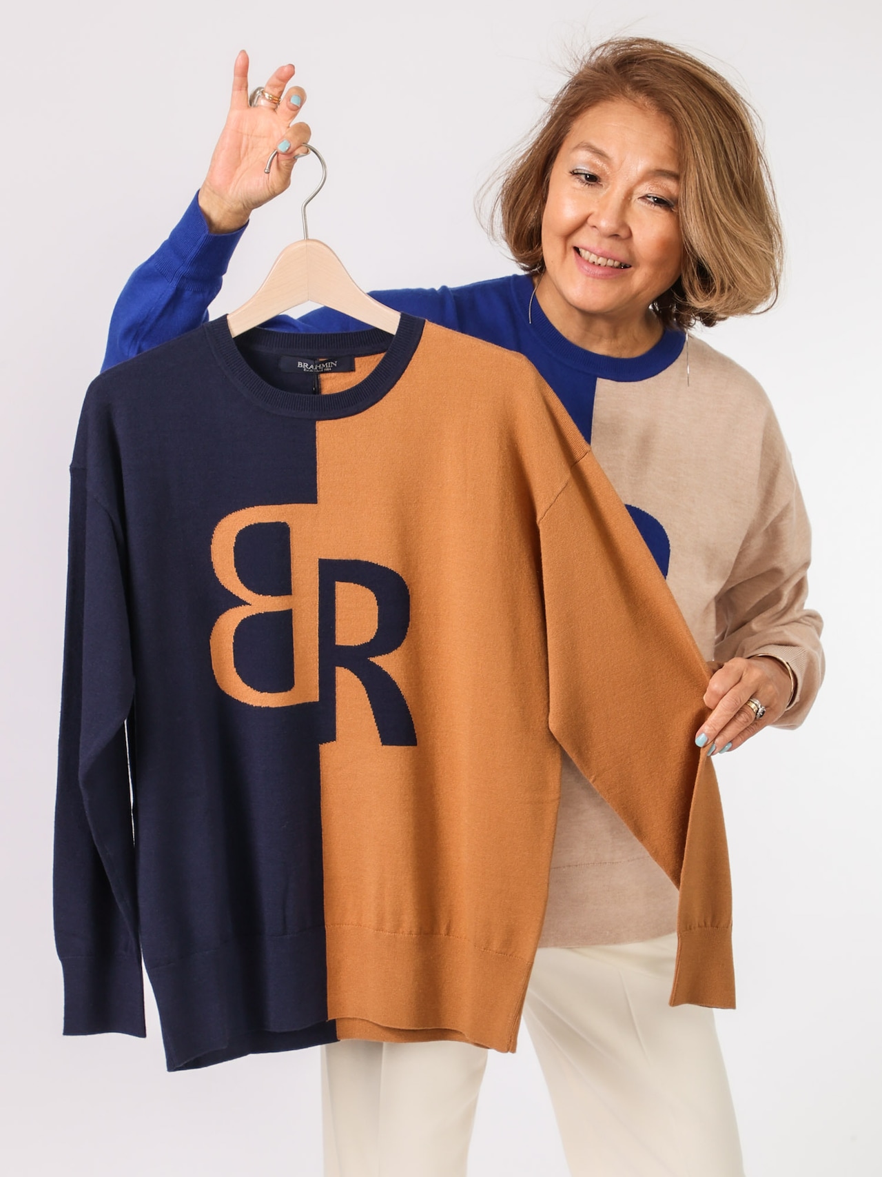 BRAHMIN(インターシャロゴセーター)