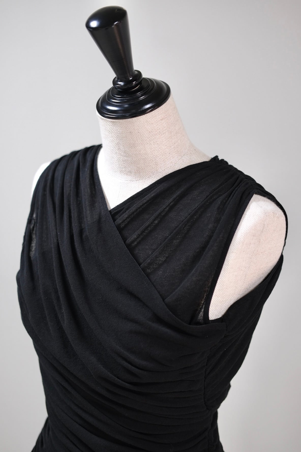 FETICO】SHEER GATHERED SLEEVELESS TOP -Black- | loop