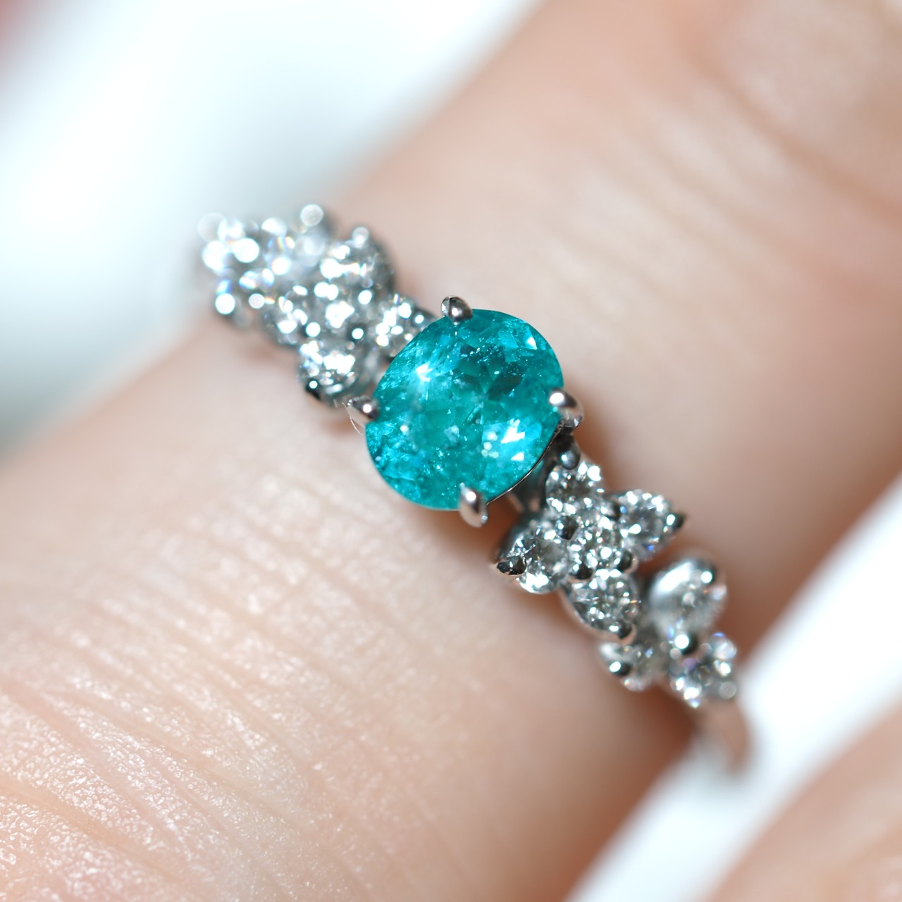 パライバトルマリン ブラジル産 リング 0.33ct D0.22ct pt900