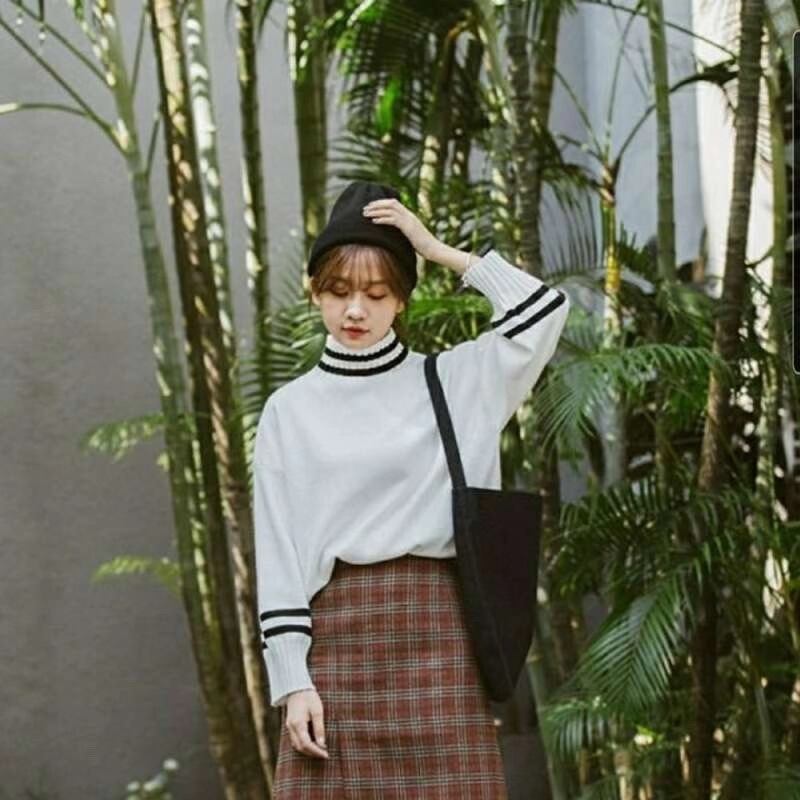 ボトルネック　ライン入りニット　AJ11013-A008