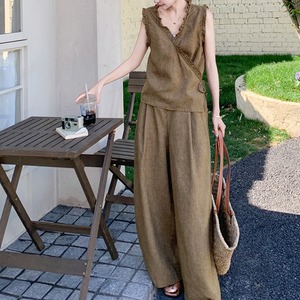Sleeveless top and wide leg pants set S1346