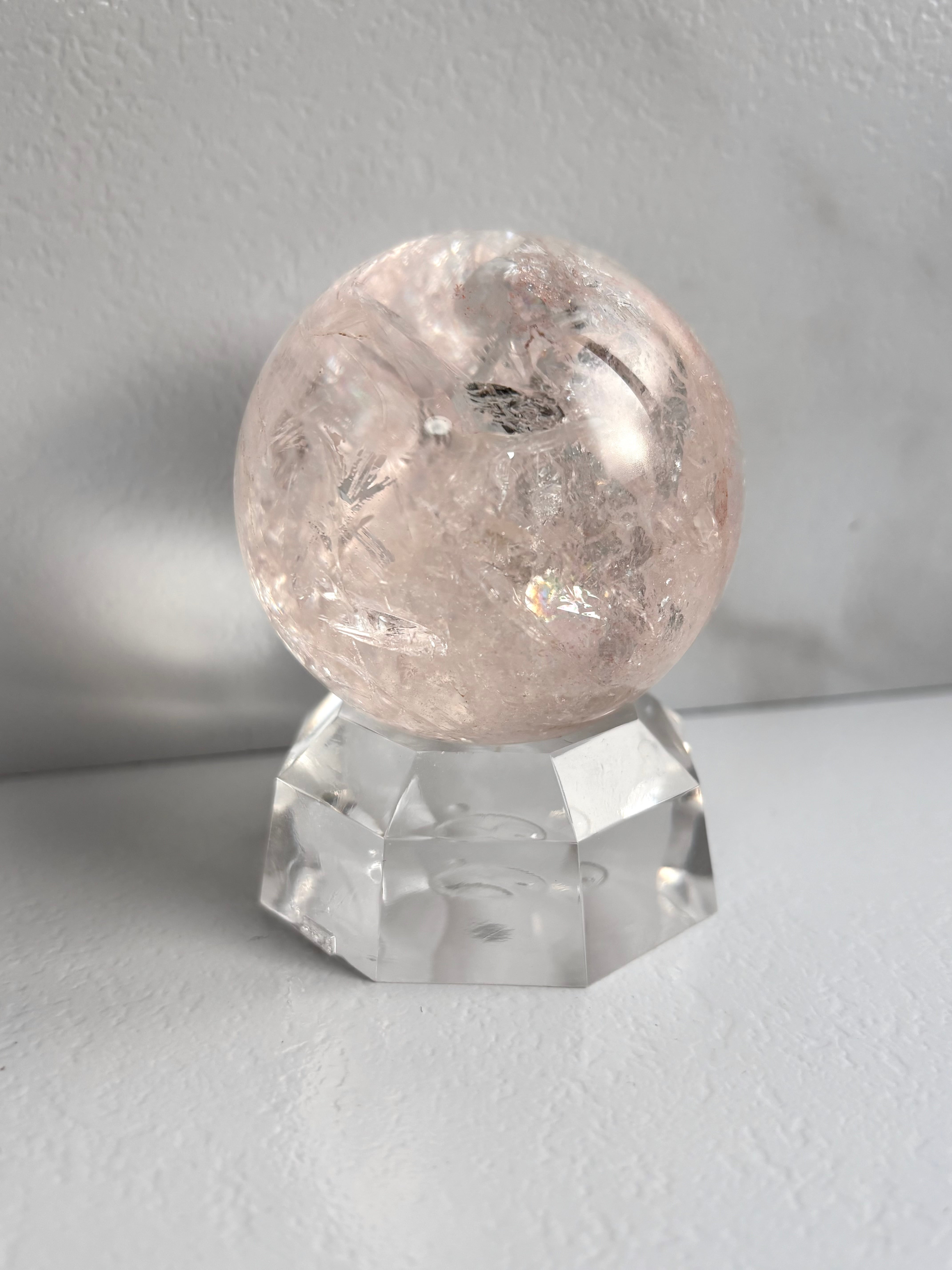 ピンククォーツ スフィア 55mm アゼツライト bb0018 | Blancブラン