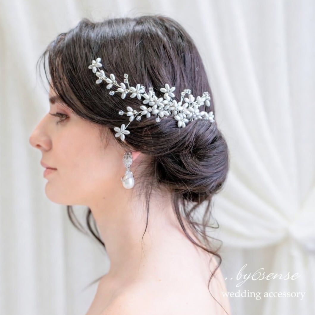 ドライフラワーヘッドドレス/ウェディングヘアアクセサリー 大サイズ