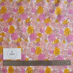 ブロックプリント生地【50cm単位】インド綿  花柄 ピンク×オレンジ #57629-PK1