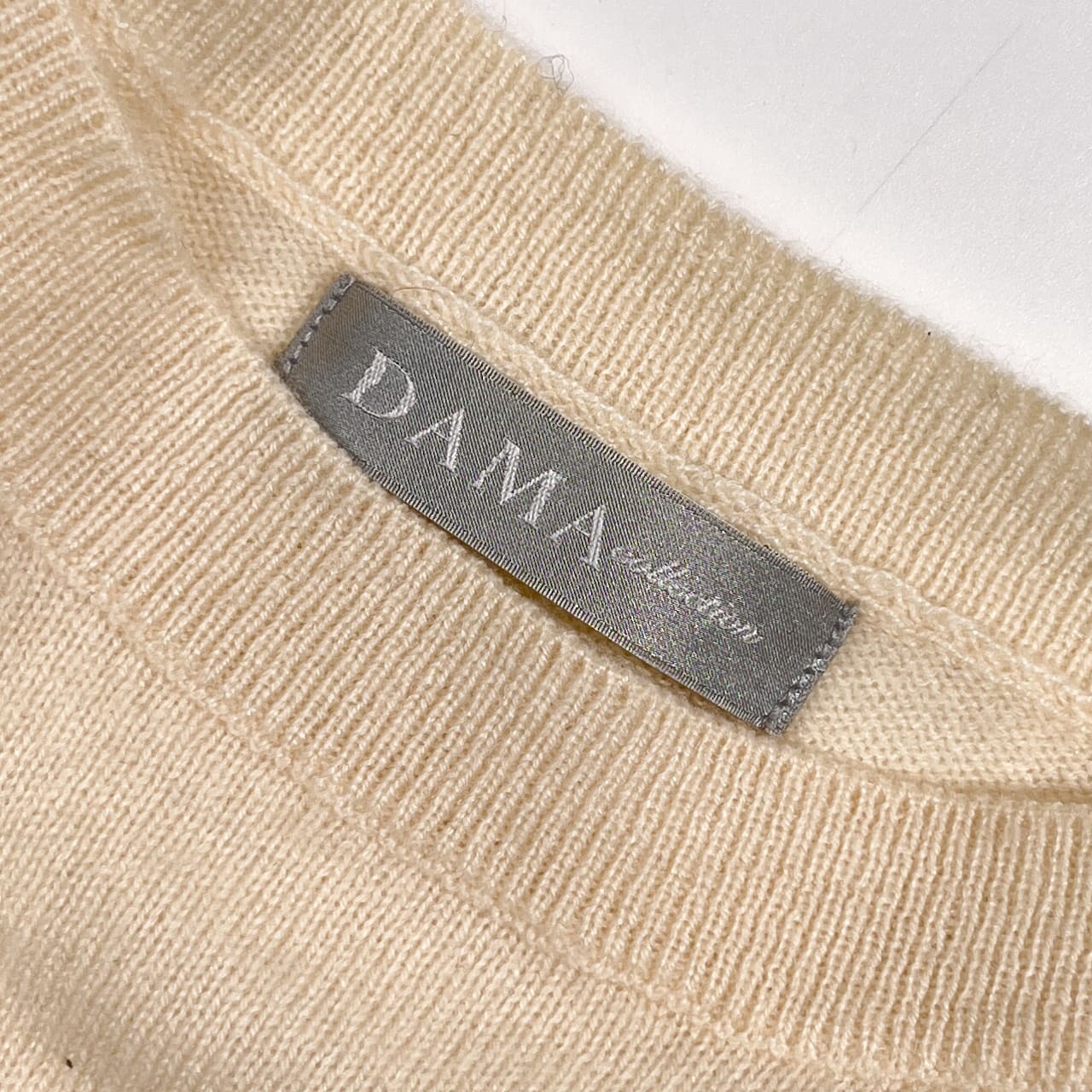 カシミヤ100% DAMA collection ダーマコレクション ボートネック ニット セーター M /アイボリー系 レディース