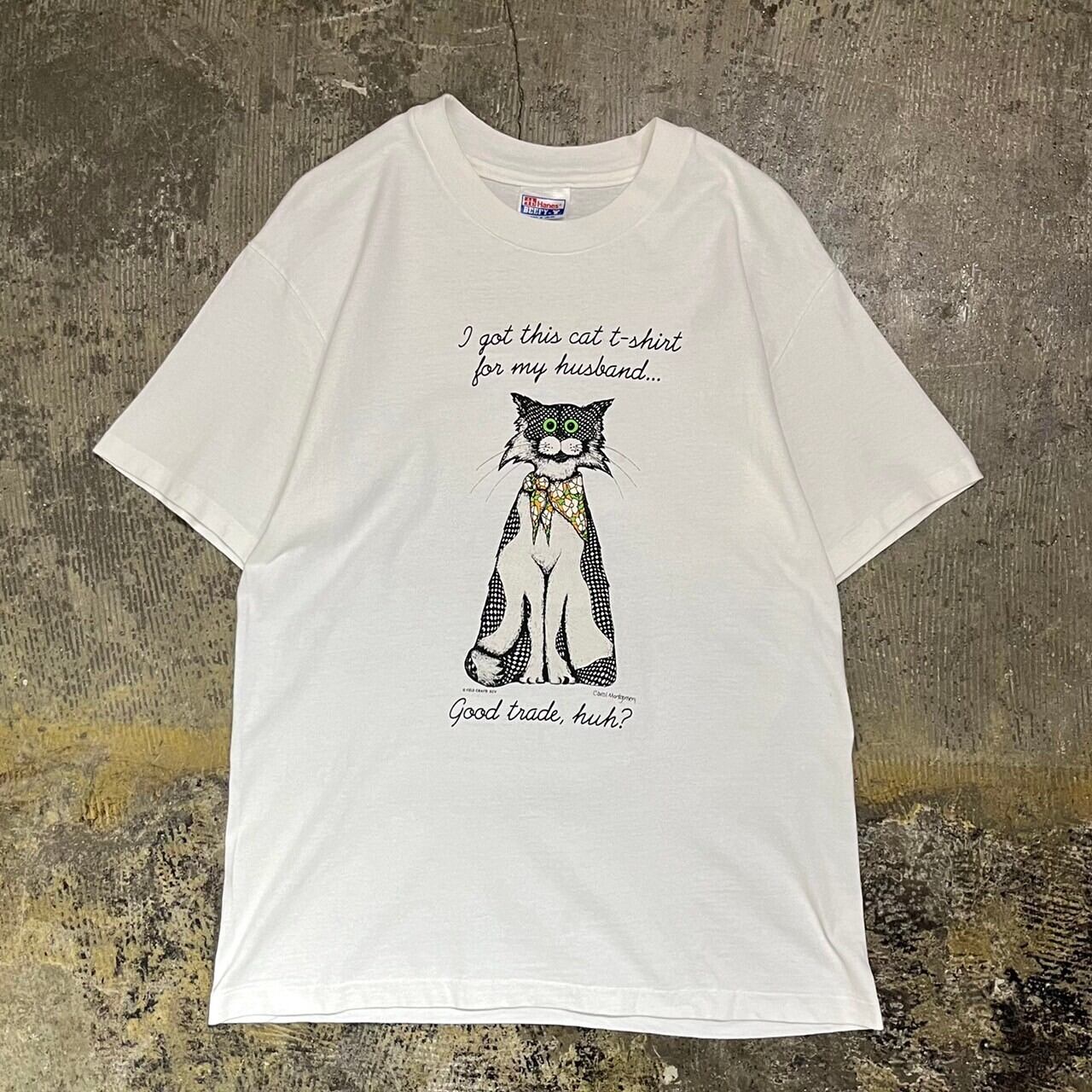 90s Hanes Cat Print Tee USA製