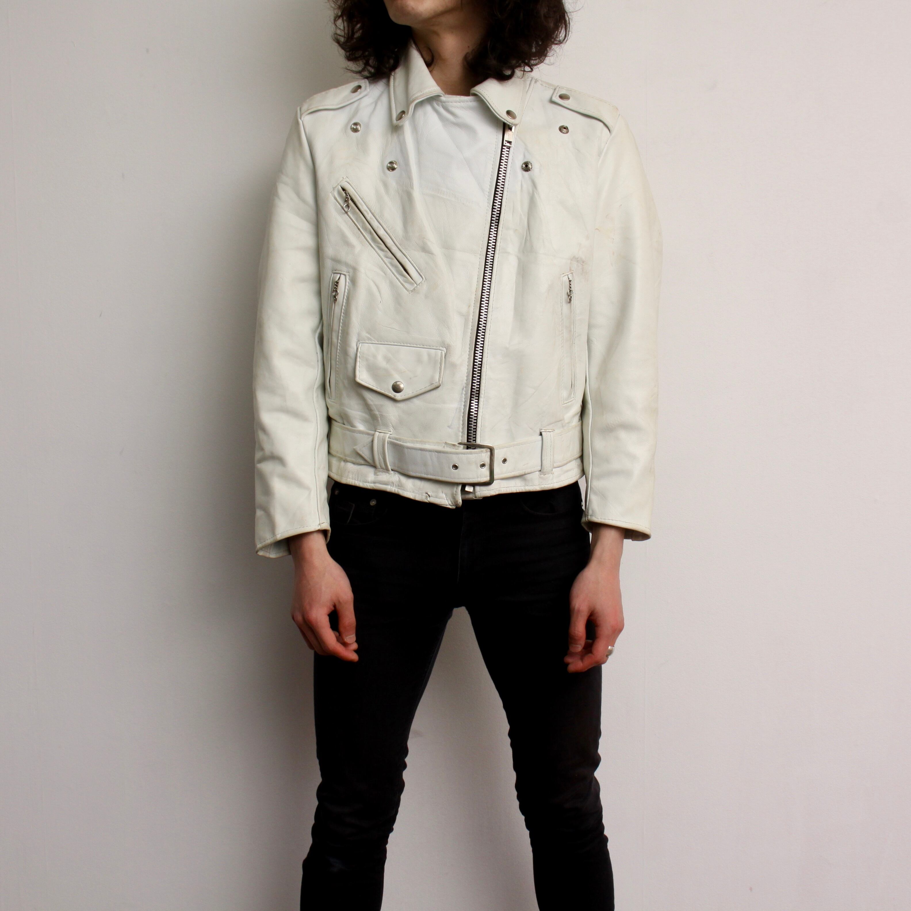 0289. 1980's white double riders jacket from Excelled 80s 80年代