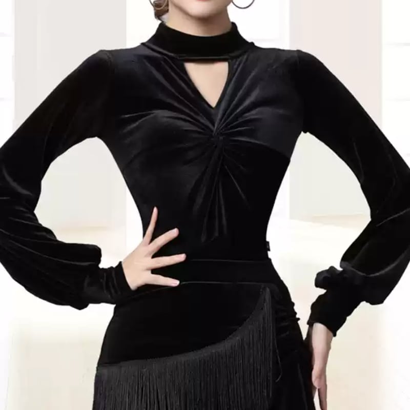 ロングスリーブ Vネック カットアウト トップス(レオタードタイプ選択可) ds1195