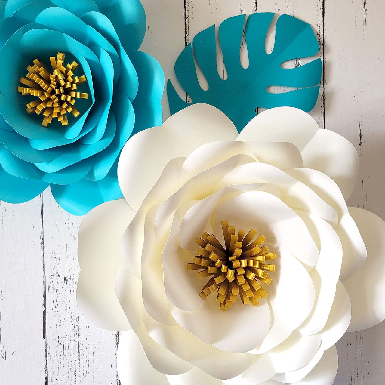 ジャイアントフラワー「ホワイト＆ゴールド（小）」手作りキット